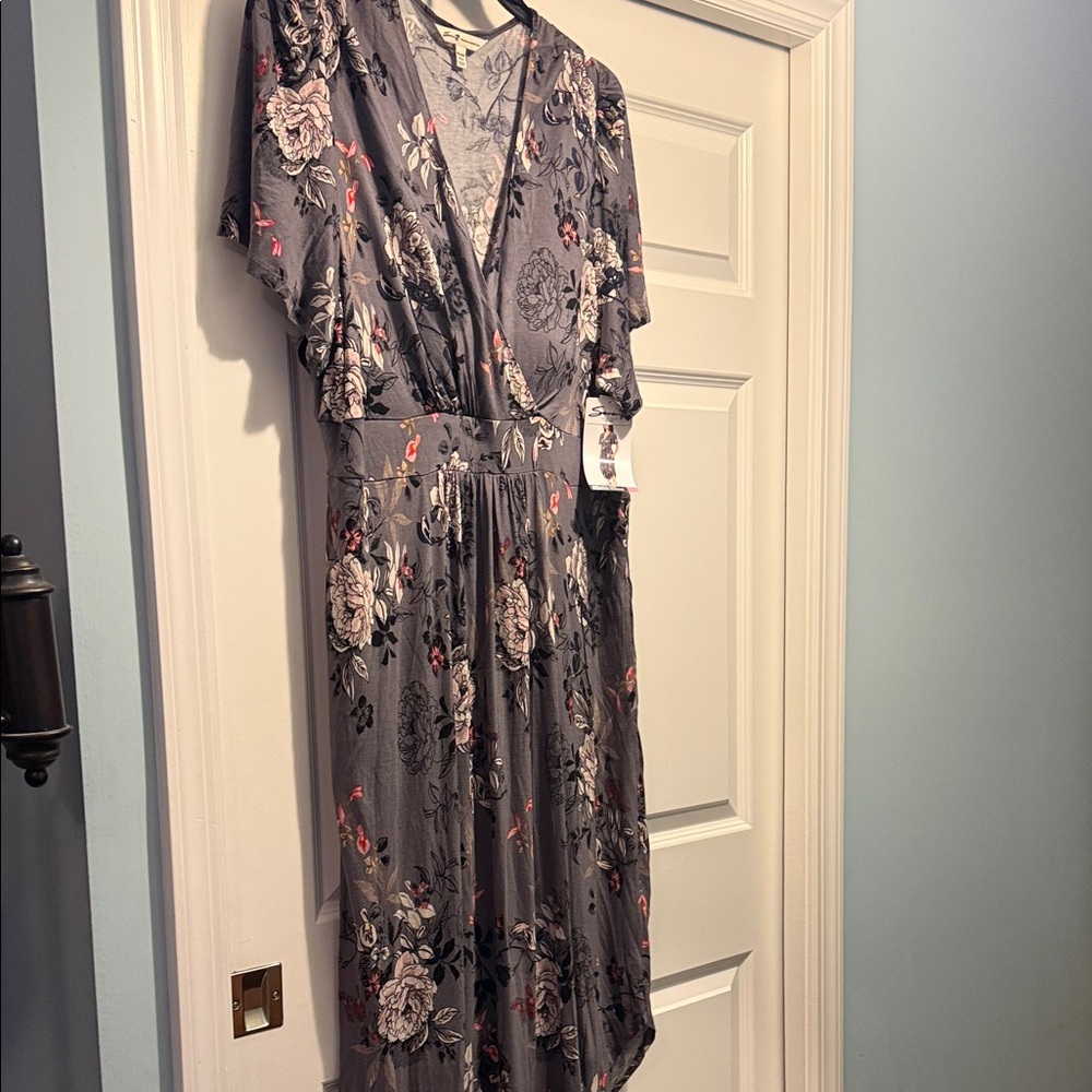 Seven7 Gray Floral High Low Dress
